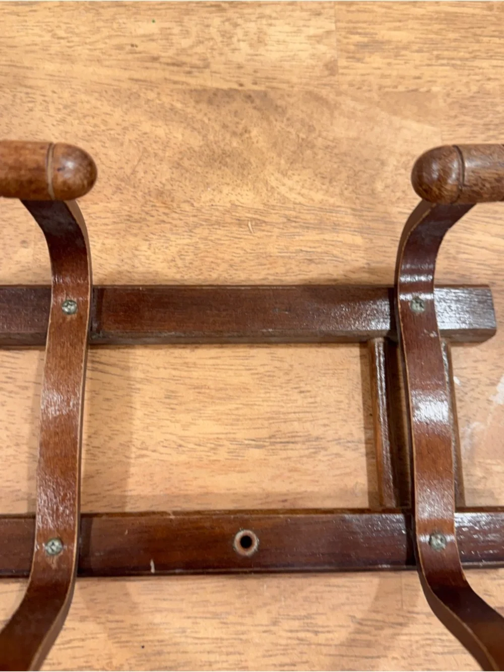 Vintage Bentwood 4 Hook Wall Mount Hat Coat Rack Thonet Style Dark Brown Wood
